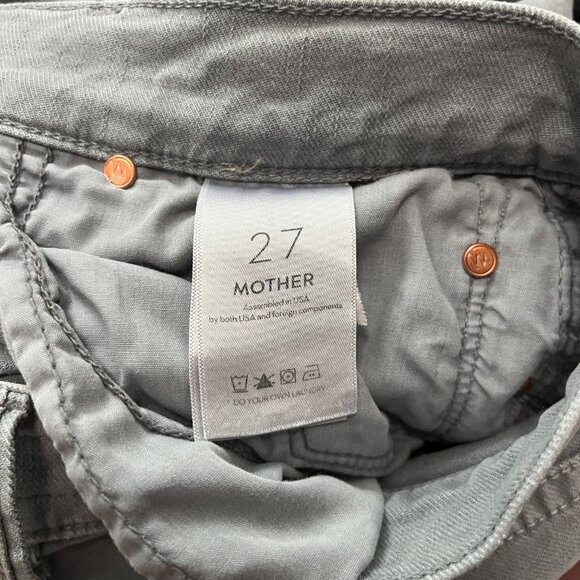 MOTHER DENIM JEANS GRAY 27 THE WEEKENDER FRAY CHALK IT UP FLARE BOOT LEG RAW HEM - Picture 6 of 8